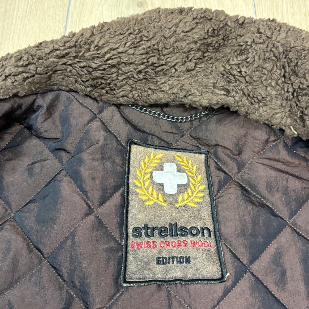 Strellson Swiss Cross Wool Edition Men Brown Field Jacket Quilted Utility 54 XXL - Picture 4 of 12